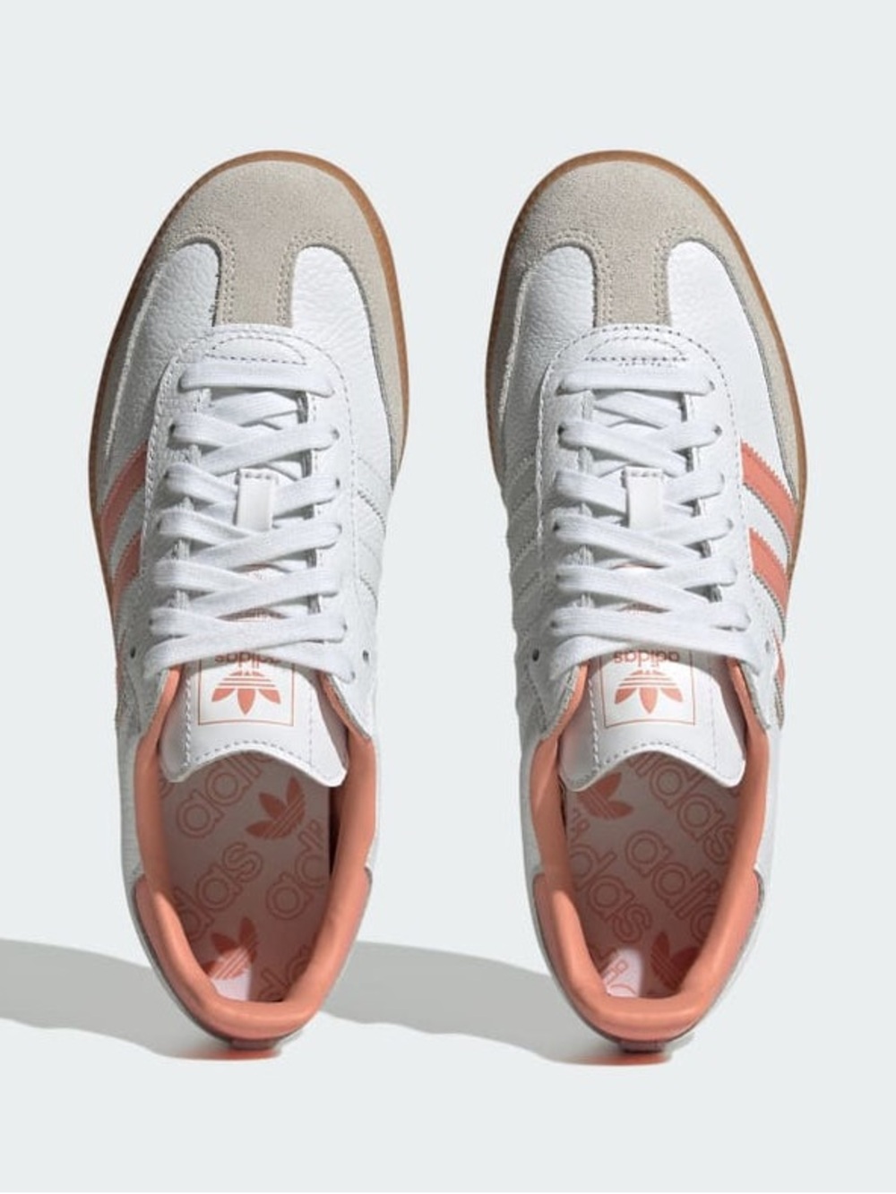 $100 Adidas Samba OG Wonder Clay White & Peach Leather Suede Low Top Sneakers 7 - Picture 3 of 13